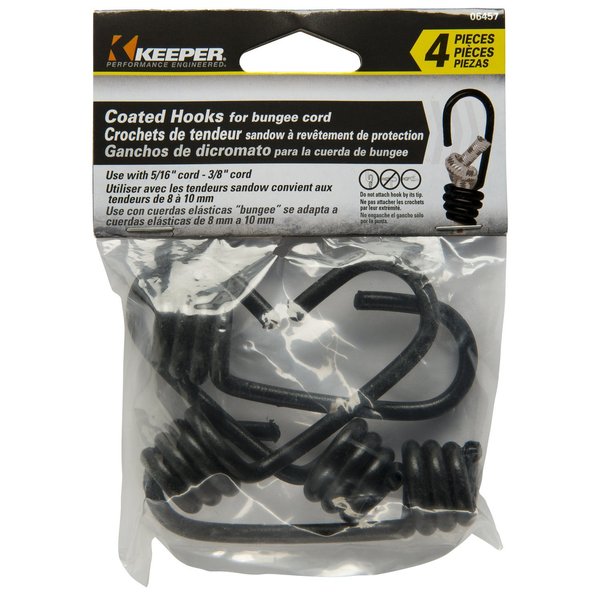 Keeper Black Bungee Cord Hooks 5/16 in. L X 3/8 in. , 4PK 06457